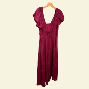 ANTHROPOLOGIE MAGENTA TIERED SMOCKED DRESS
